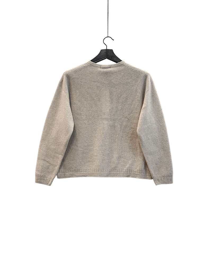 Fine wool crewneck cardigan