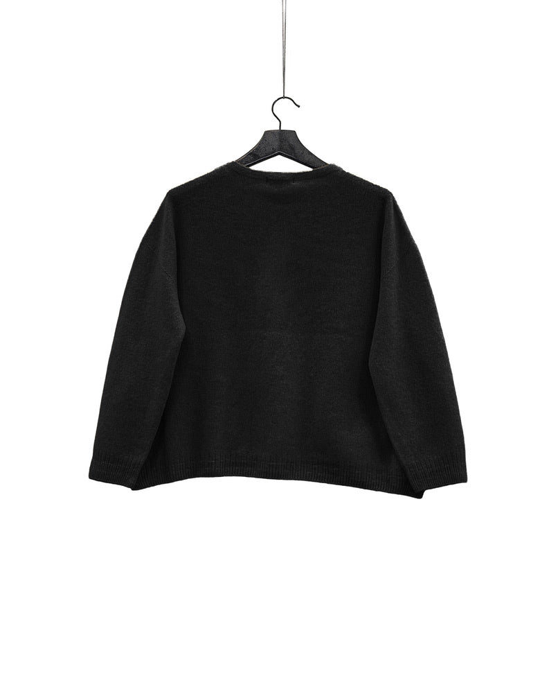 Fine wool patterned panel switch square shape pullover