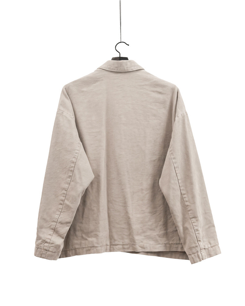 Natural brushed linen cotton twill relaxed coverall jacket