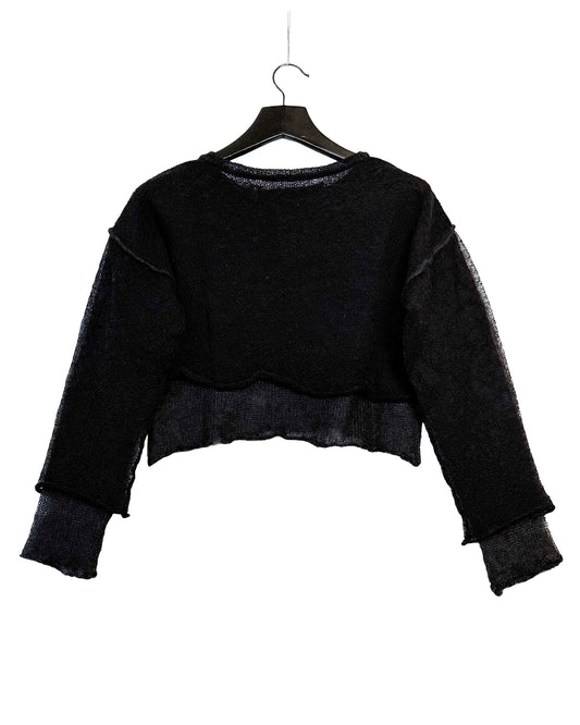 Cropped wool-mohair blend sweater