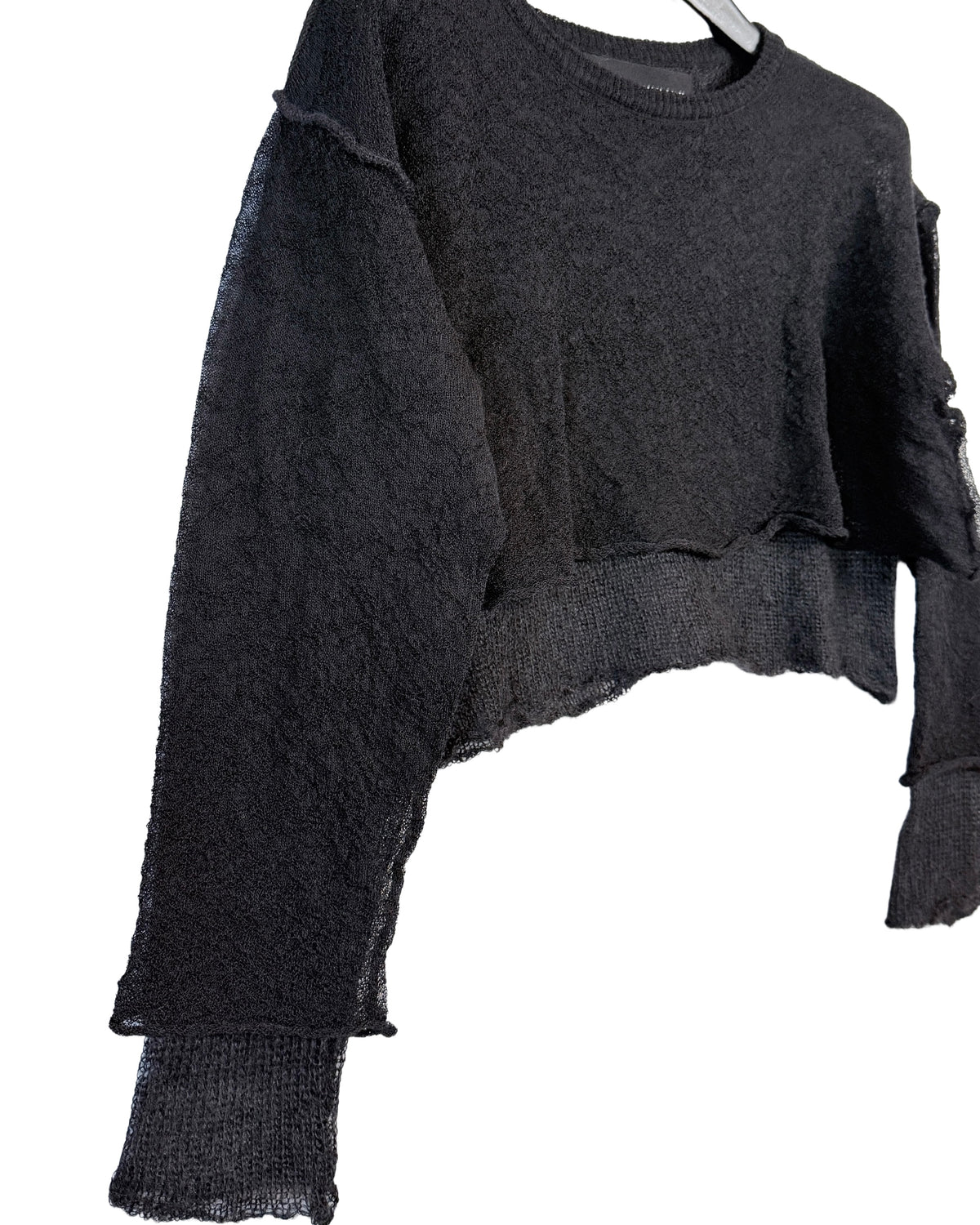 Cropped wool-mohair blend sweater