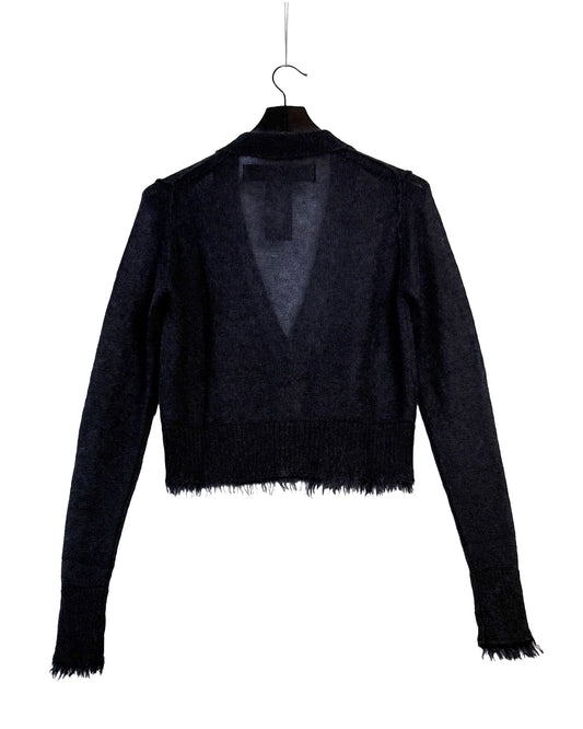 Silk-mohair blend cropped v neck sweater