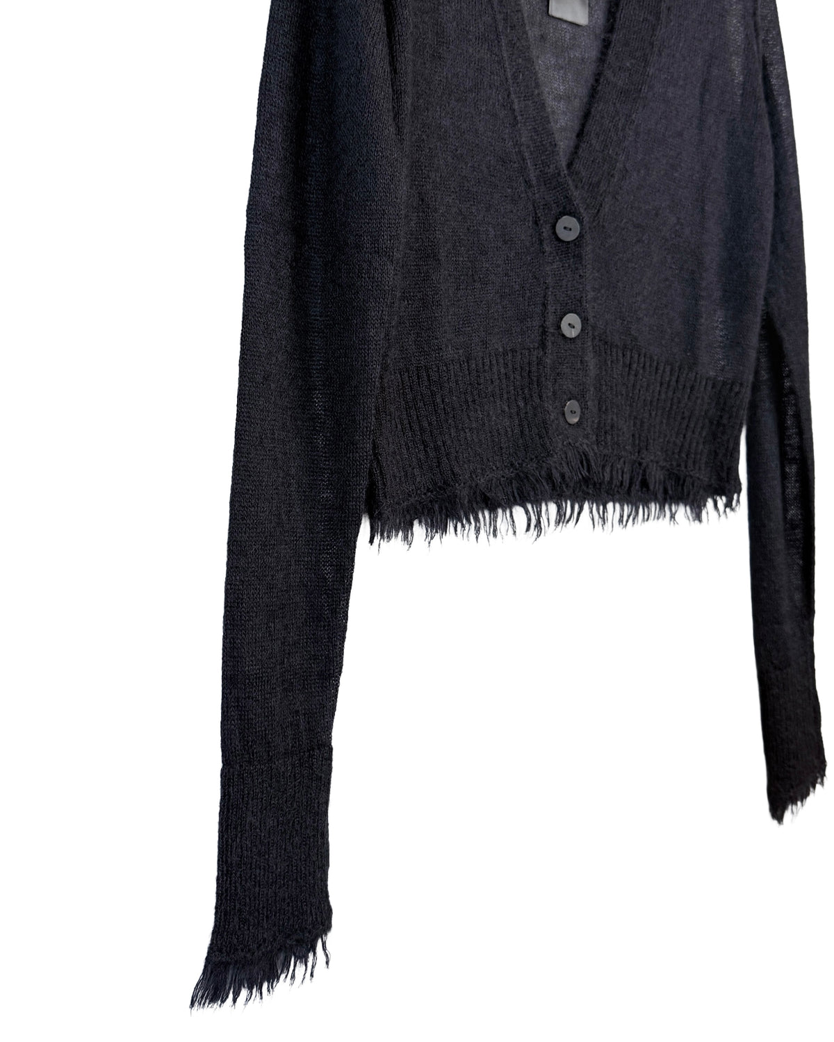 Silk-mohair blend cropped v neck sweater