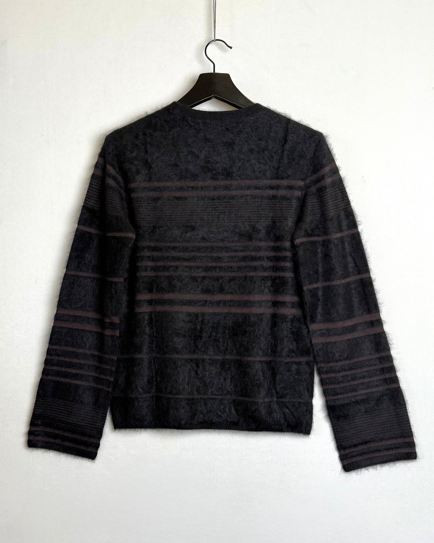 Furry striped crew jumper