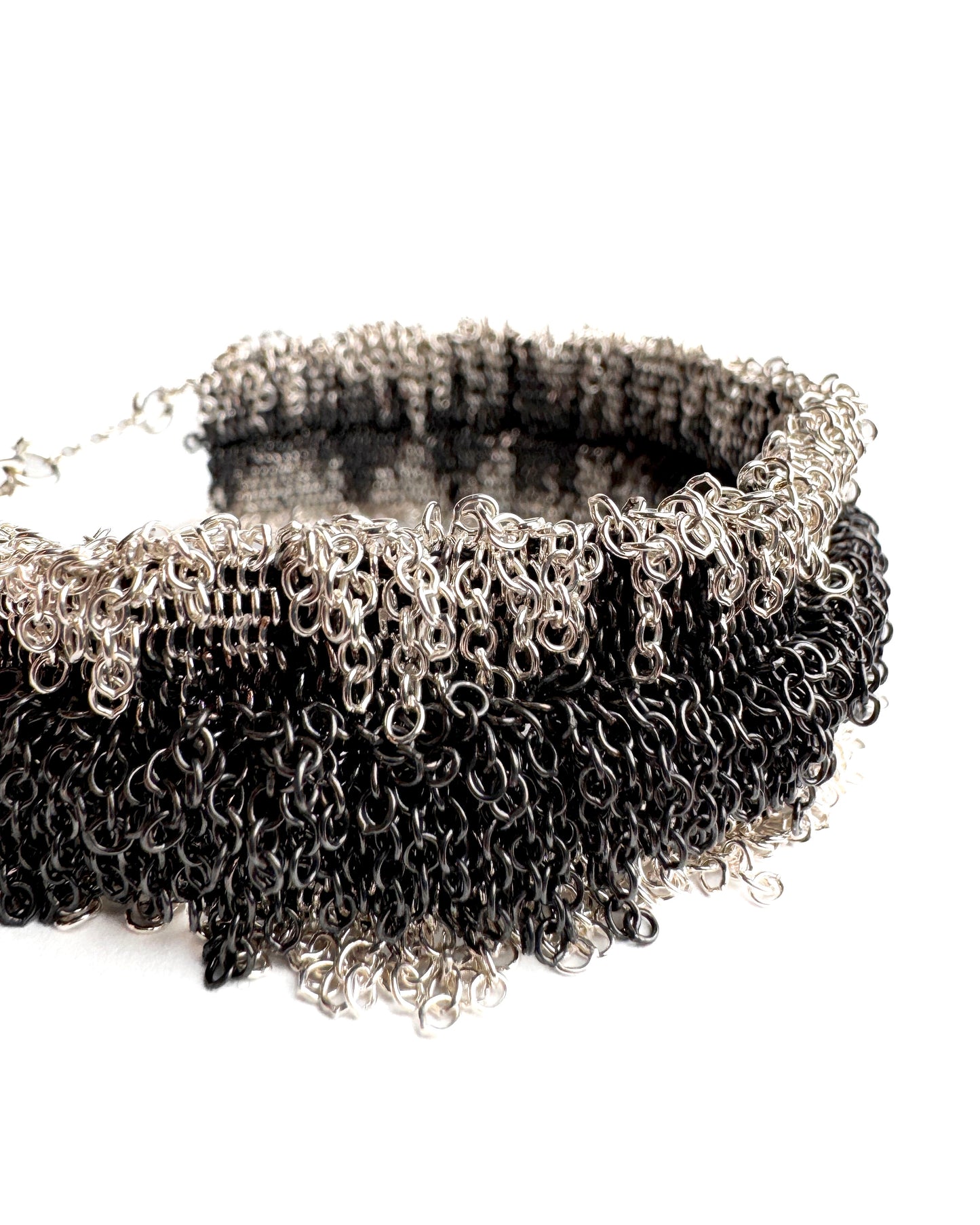 017.26 XY Oxidiertes Silber-Seidenarmband