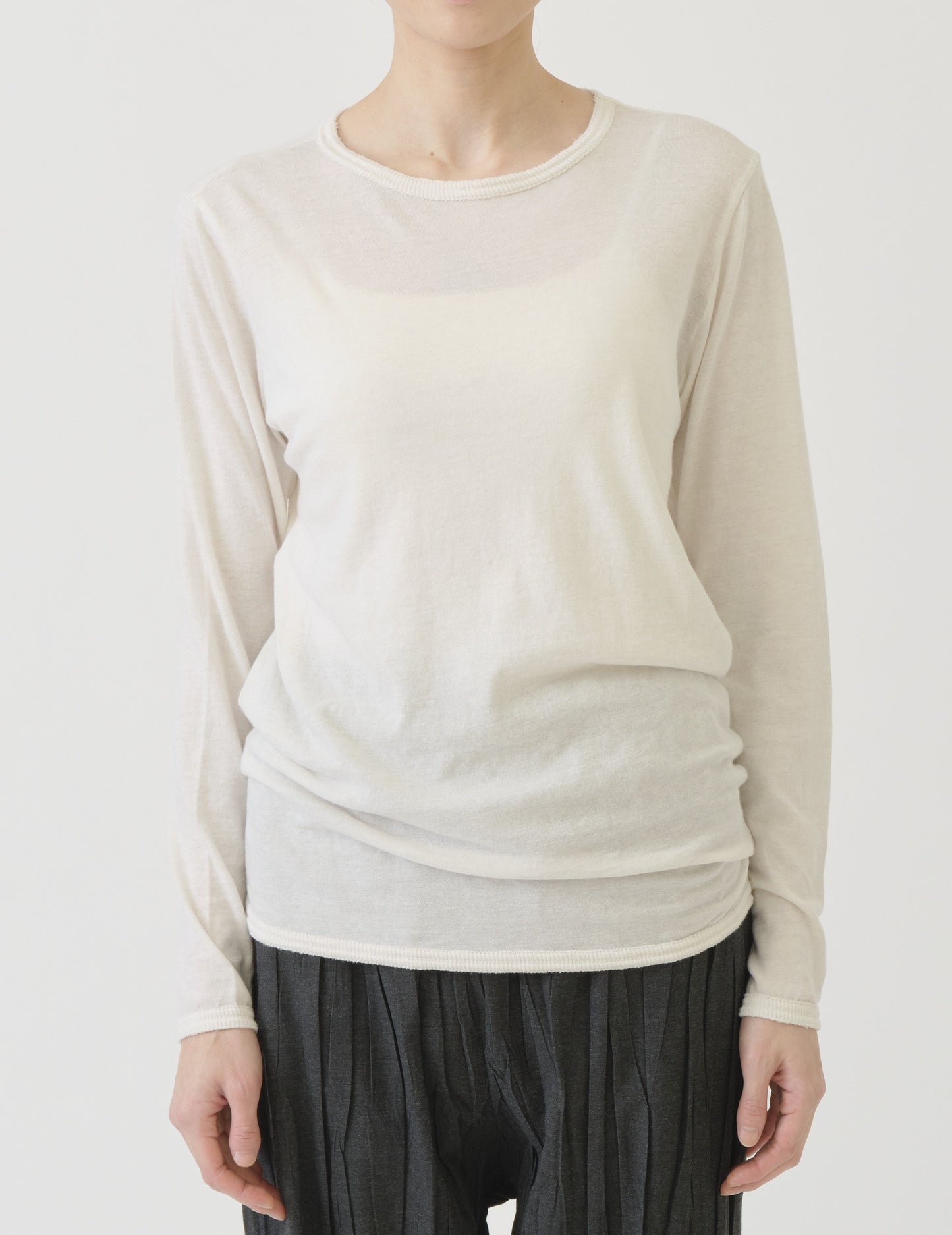 Gauze jersey mix crewneck pullover