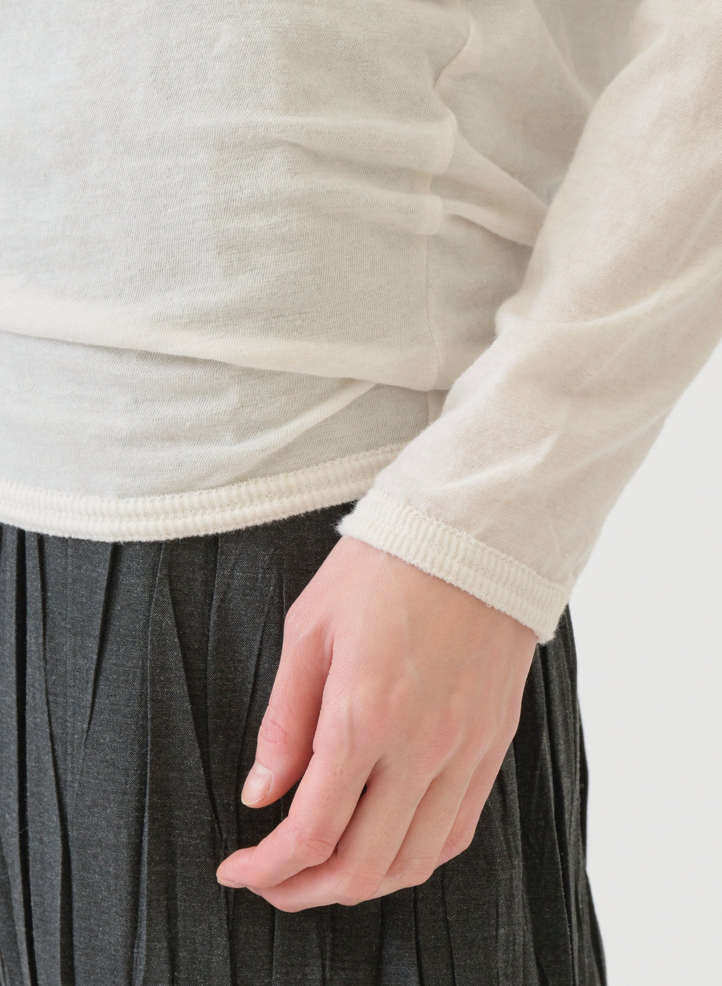 Gauze jersey mix crewneck pullover