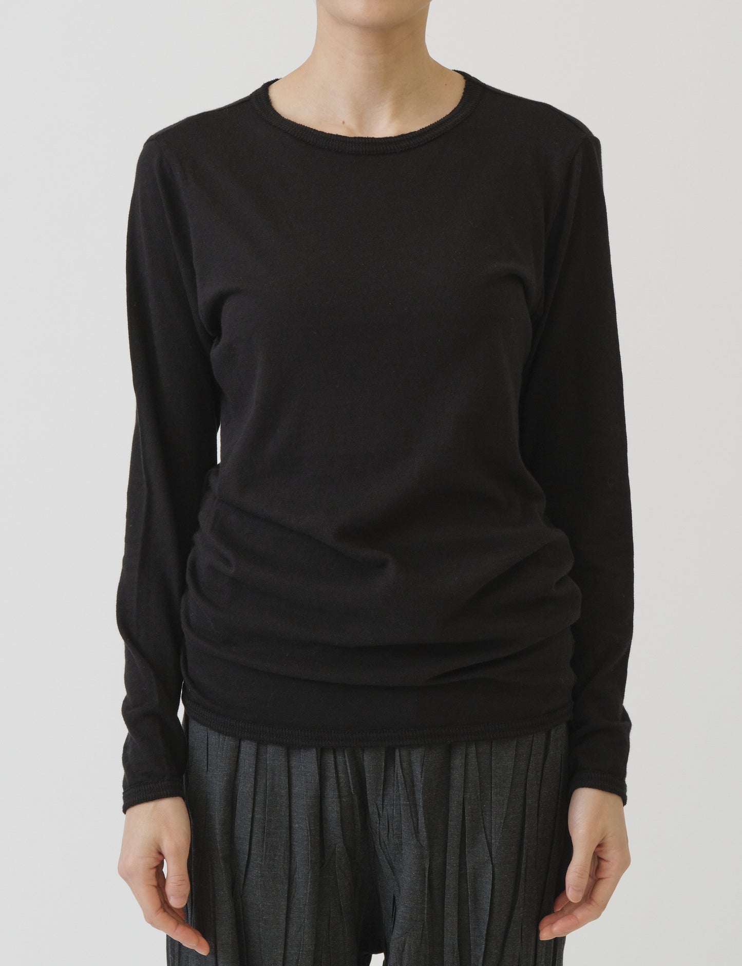 Gauze jersey mix crewneck pullover