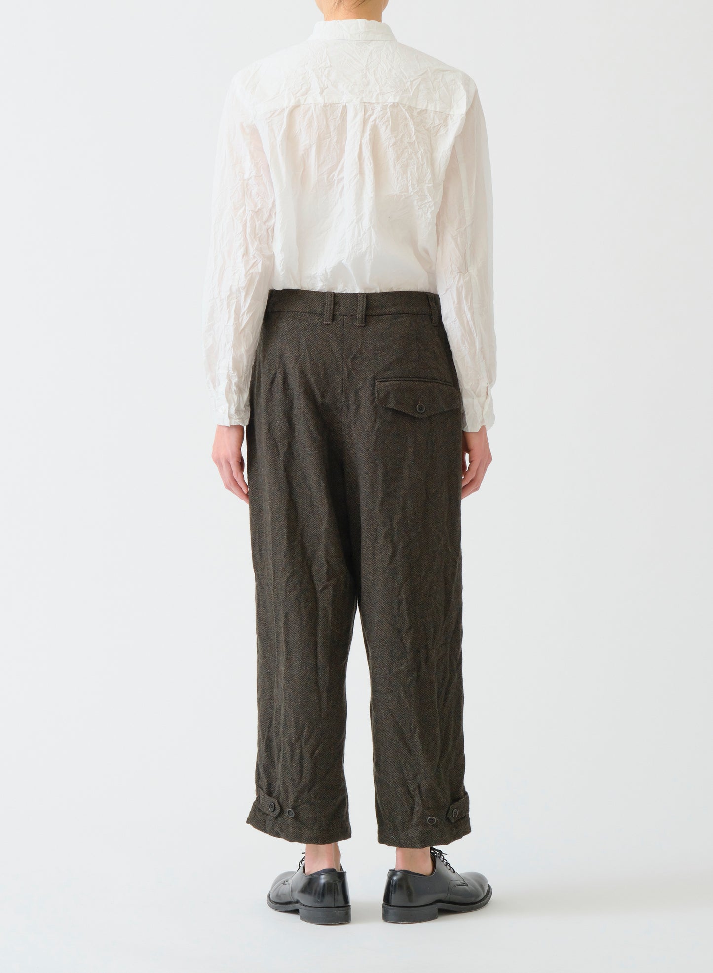 Eco wool herringbone wide pants