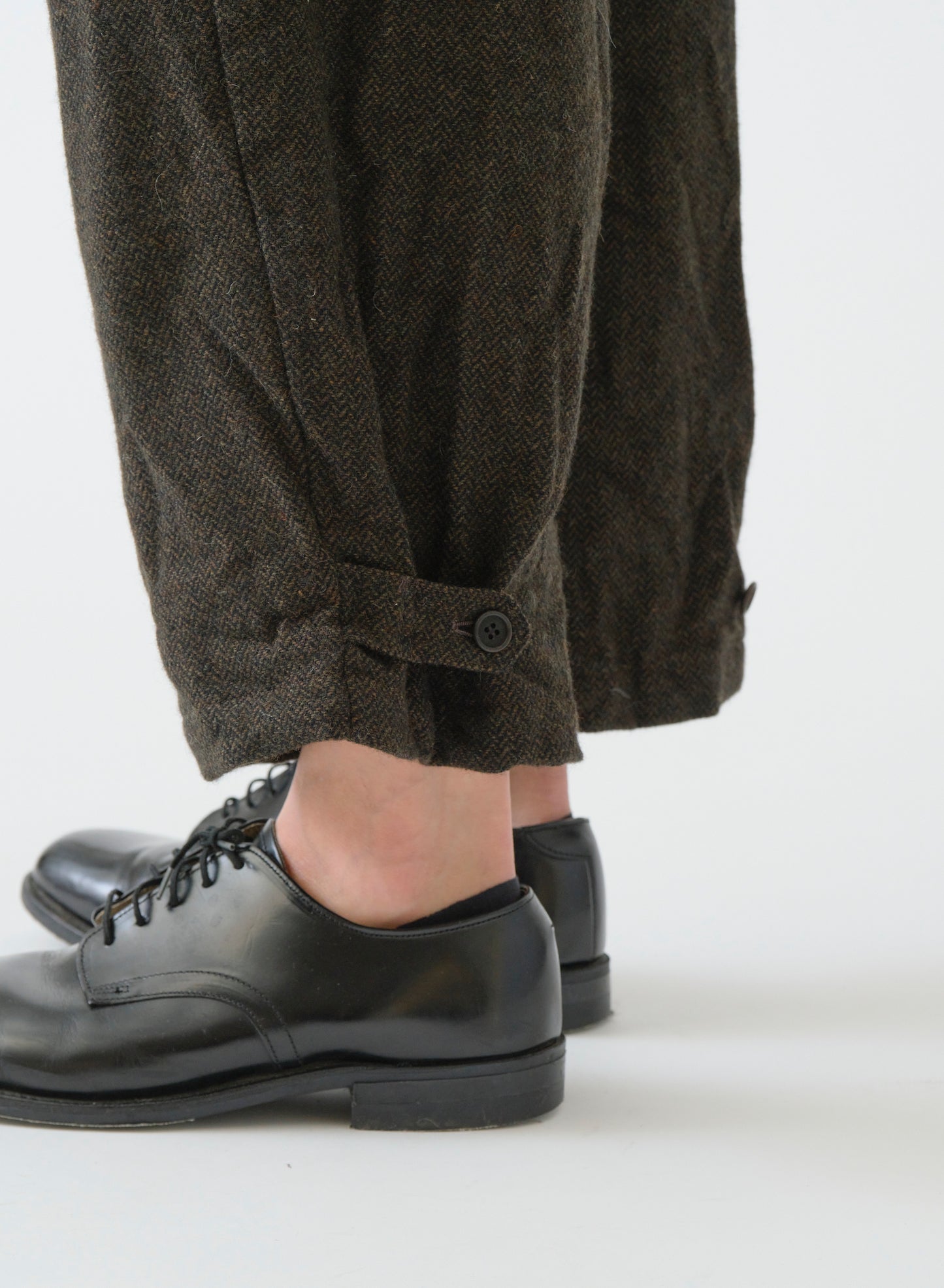 Eco wool herringbone wide pants