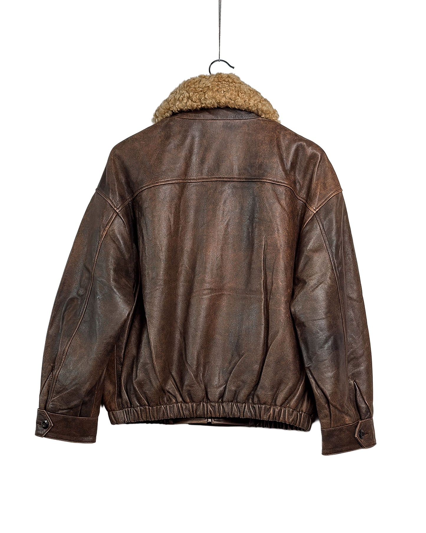 Removable collar leather bomber