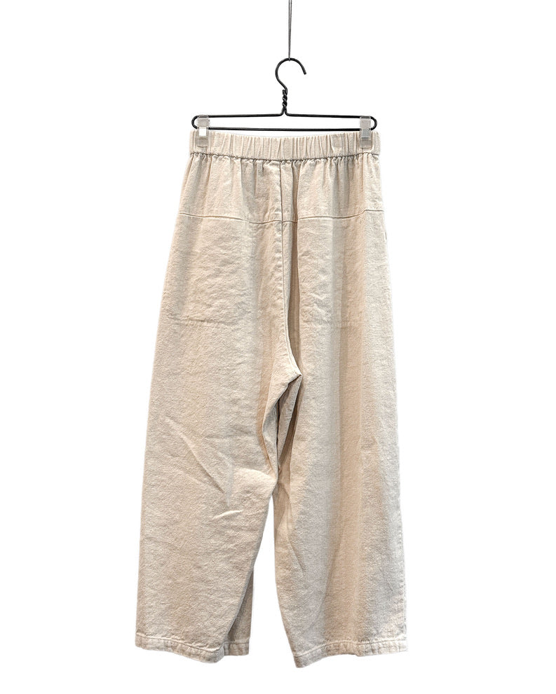 Natural brushed linen cotton twill relaxed pants