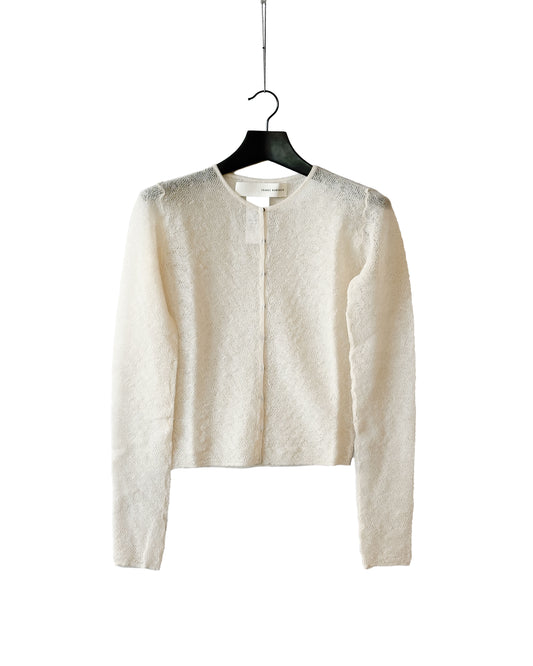 Cotton openwork fitted knitted cardigan