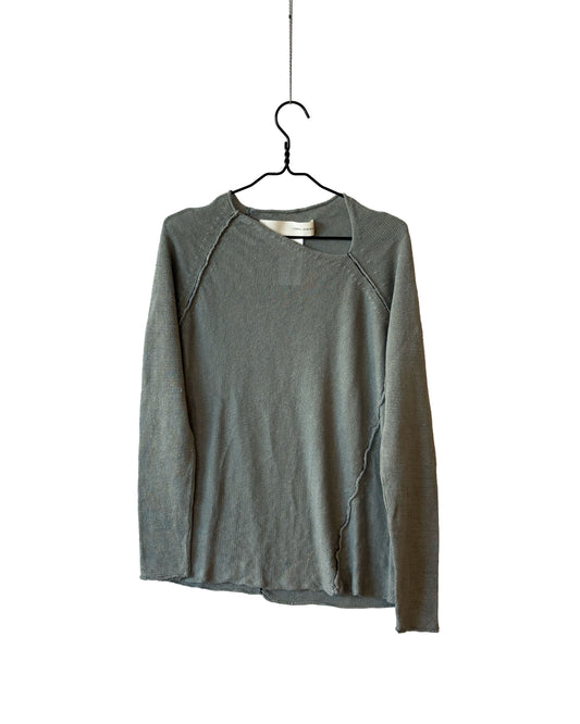 Linen crew-neck knitted jumper