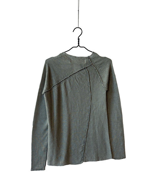 Linen crew-neck knitted jumper