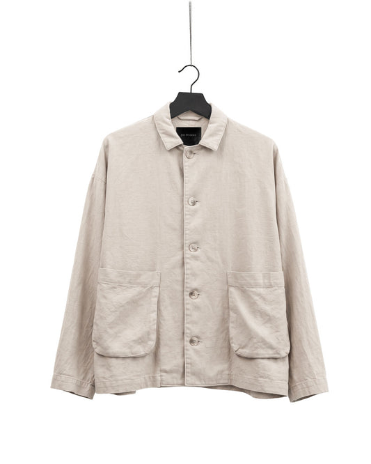 Natural brushed linen cotton twill relaxed coverall jacket