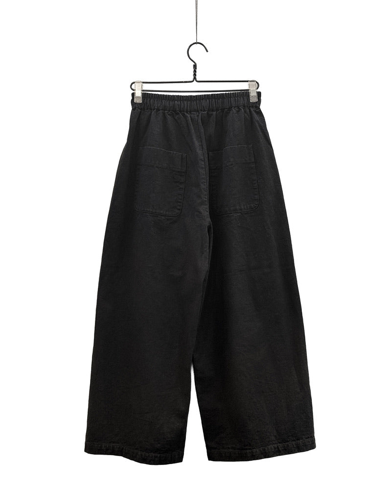 Organic cotton linen natural twill cropped wide pants