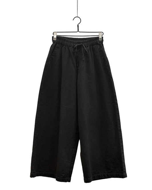Organic cotton linen natural twill cropped wide pants