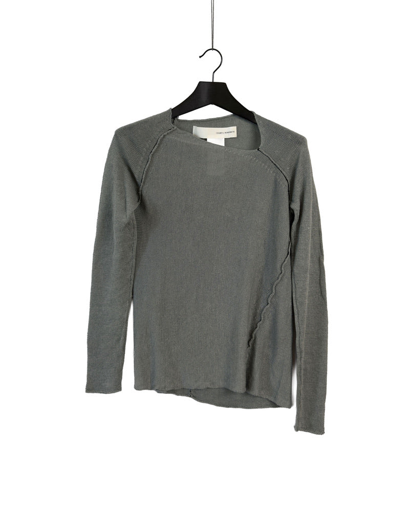 Linen crew-neck knitted jumper