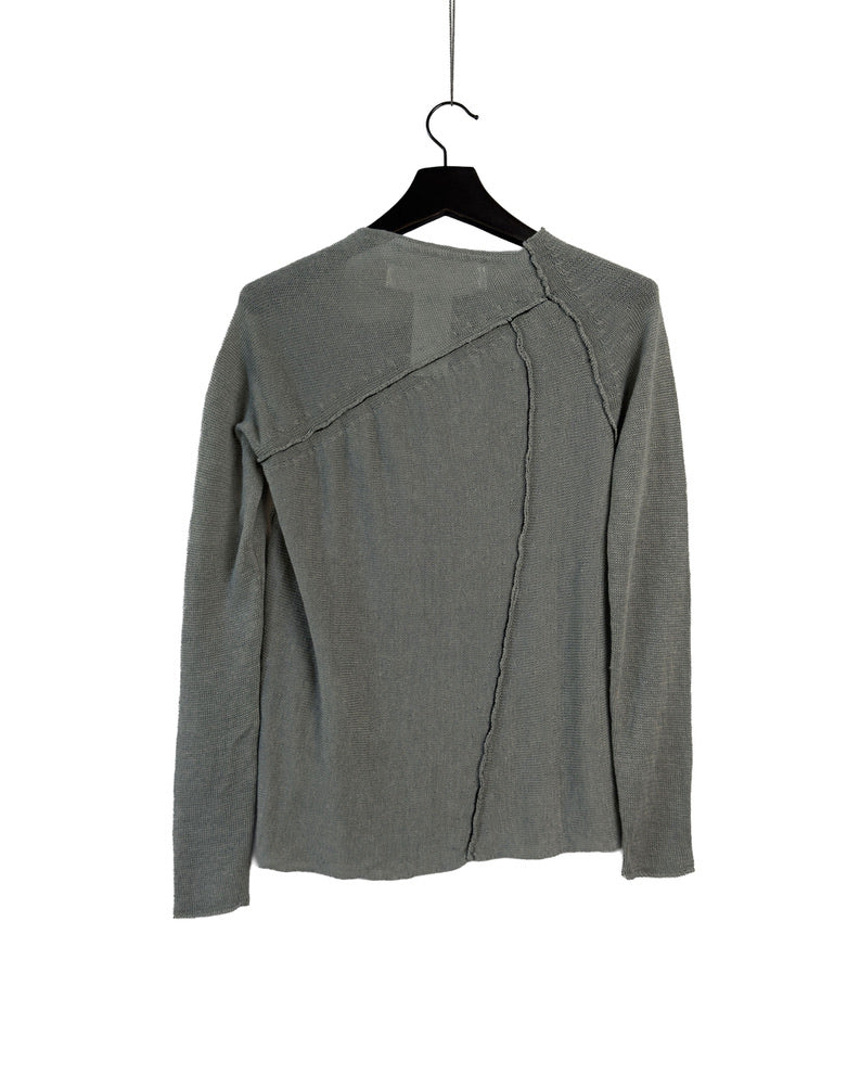 Linen crew-neck knitted jumper