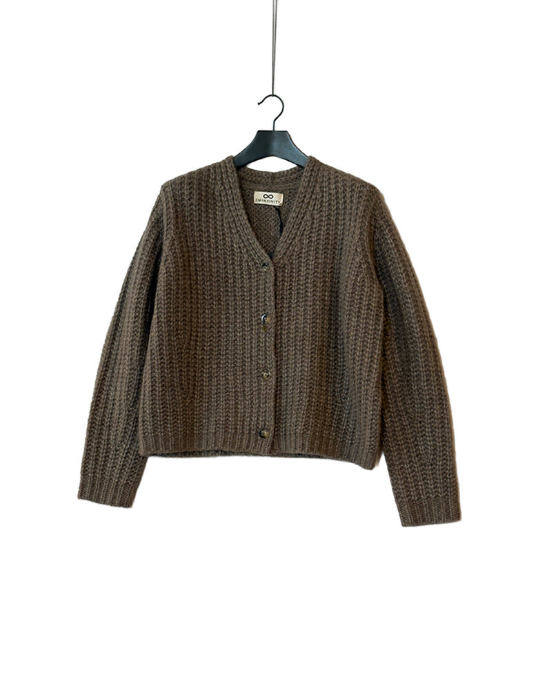 Fluffy ribbed cardigan