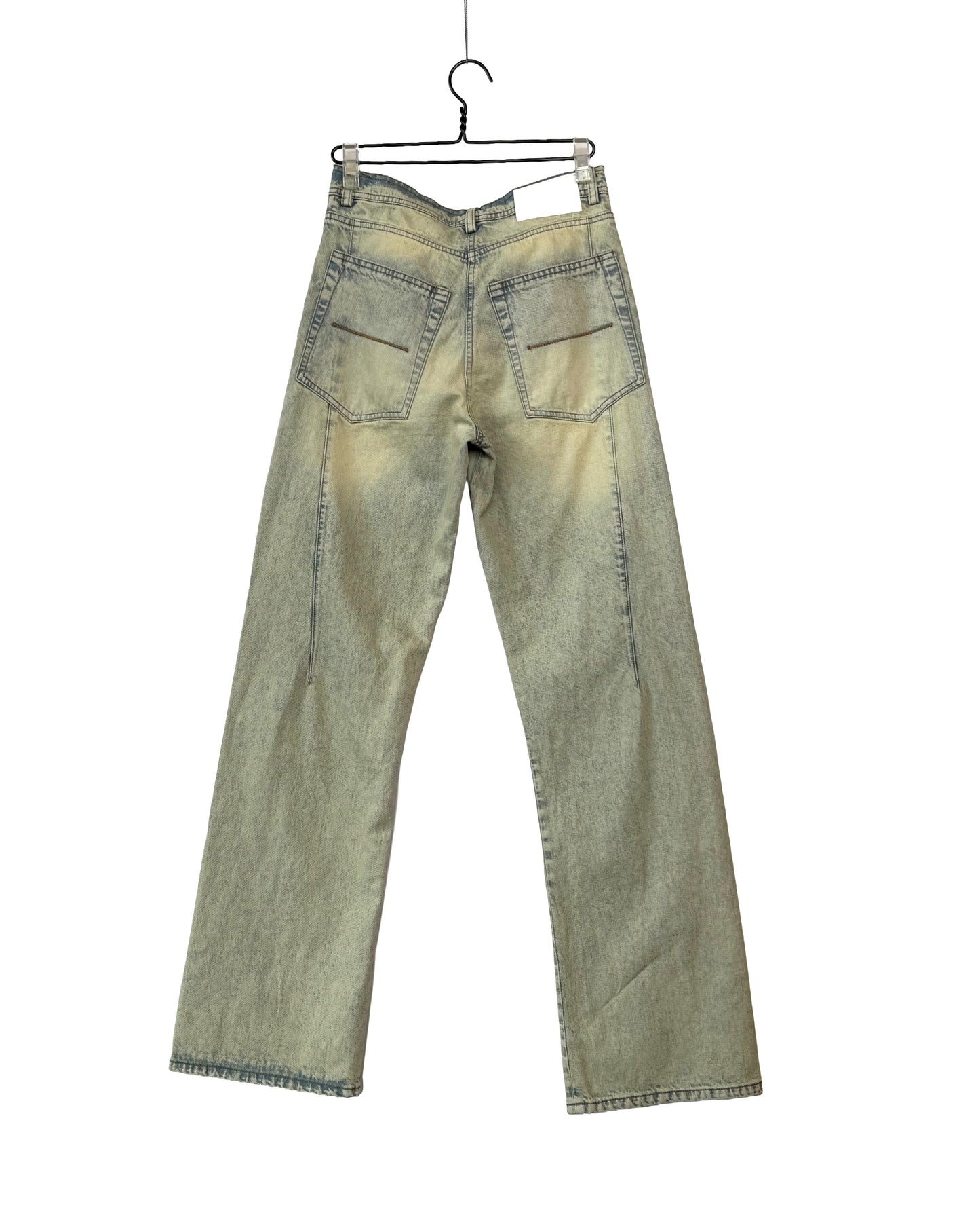 Washed straight denim pants