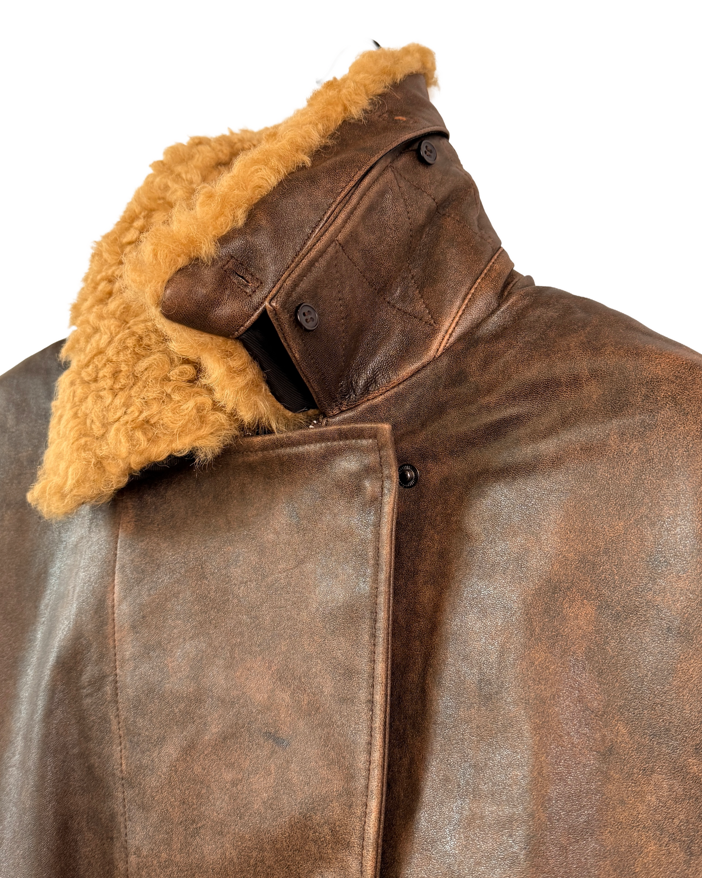 Removable collar leather bomber