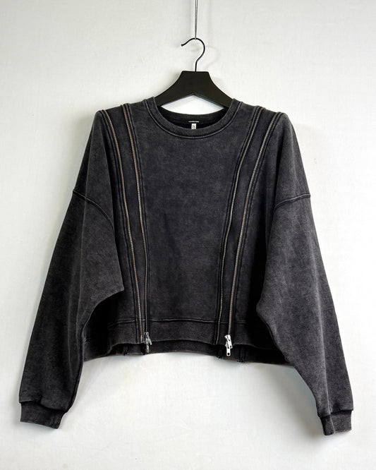 Zippered crewneck