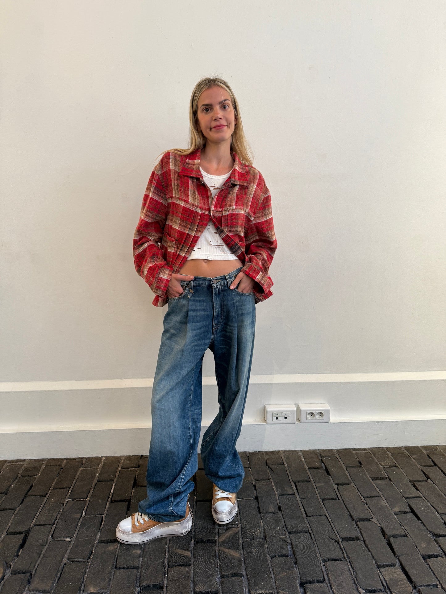 Relaxed pleated trucker jacket