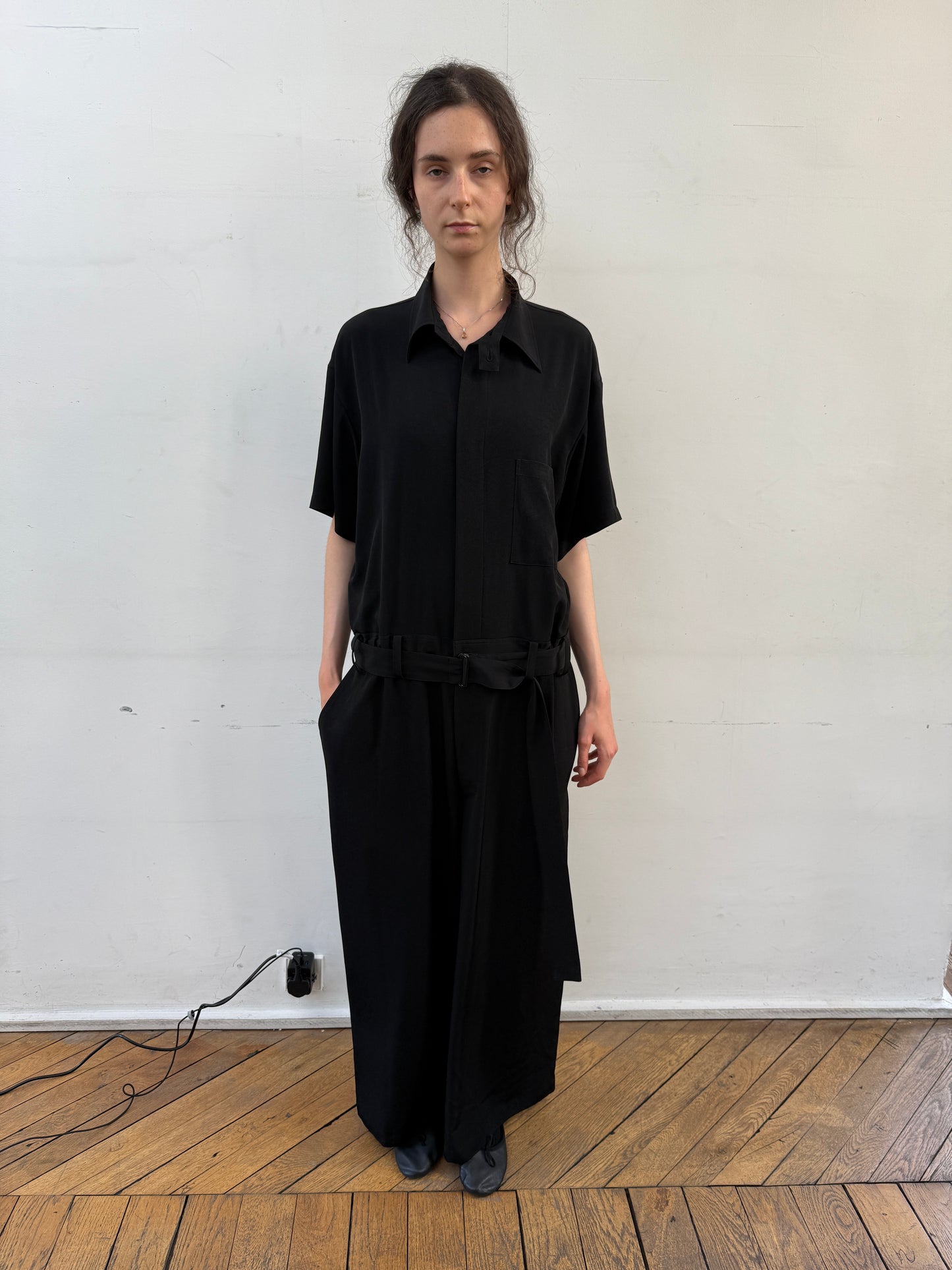 N-right side gathered dress