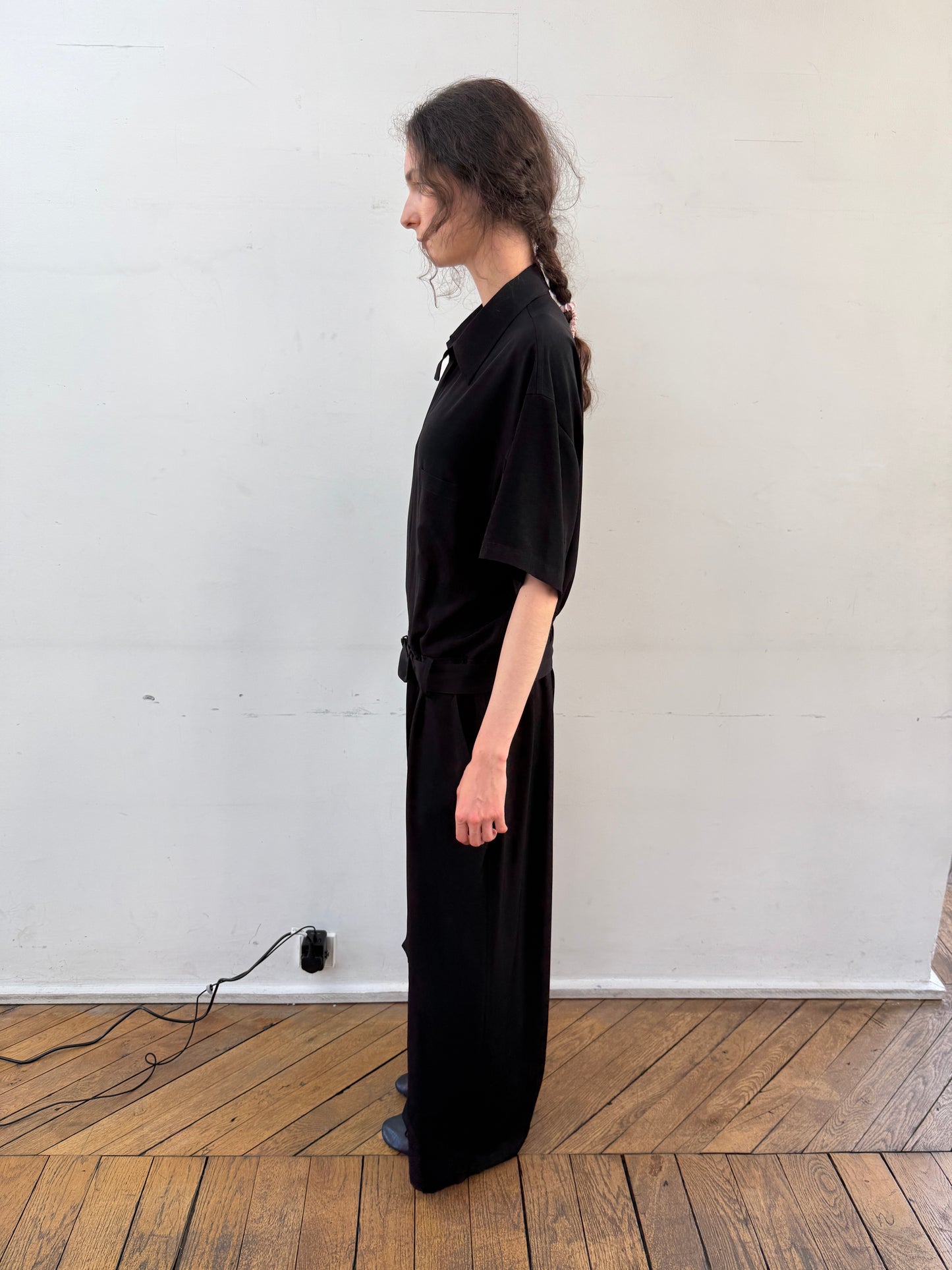 N-right side gathered dress