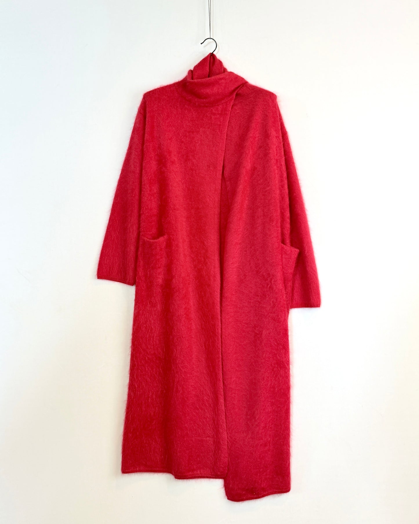 Furry maxi scarf coat