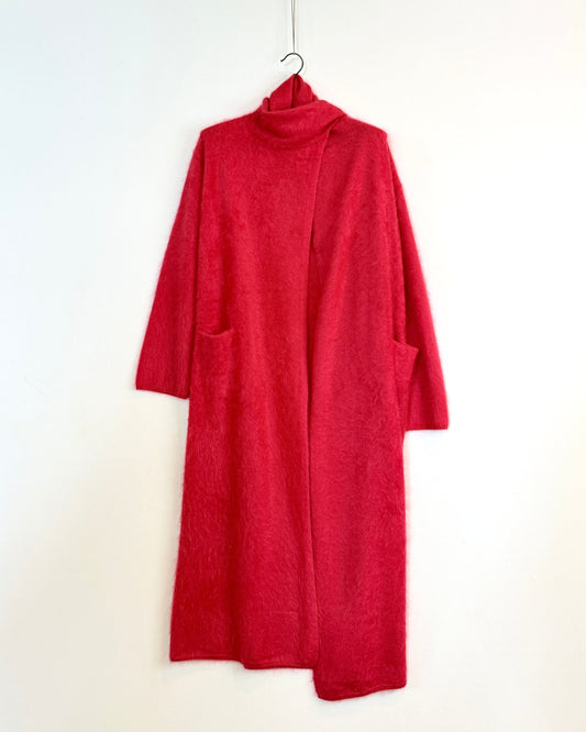 Furry maxi scarf coat