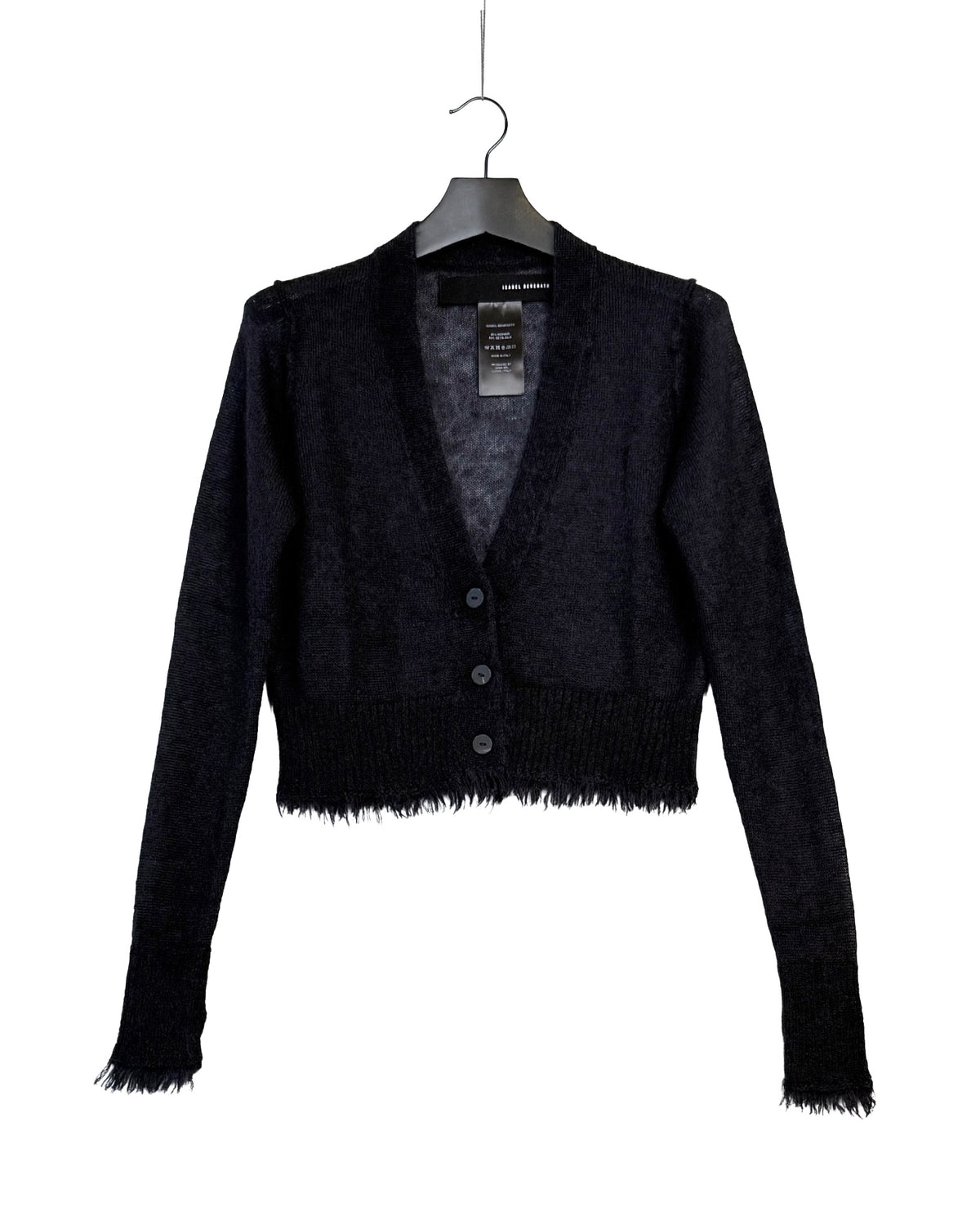 Silk-mohair blend cropped v neck sweater