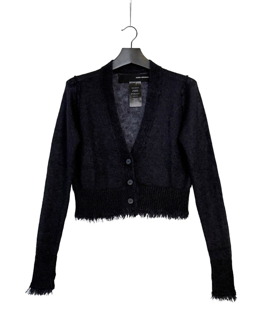 Silk-mohair blend cropped v neck sweater
