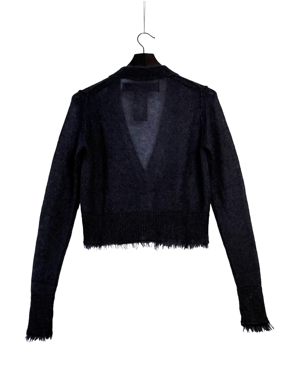 Silk-mohair blend cropped v neck sweater