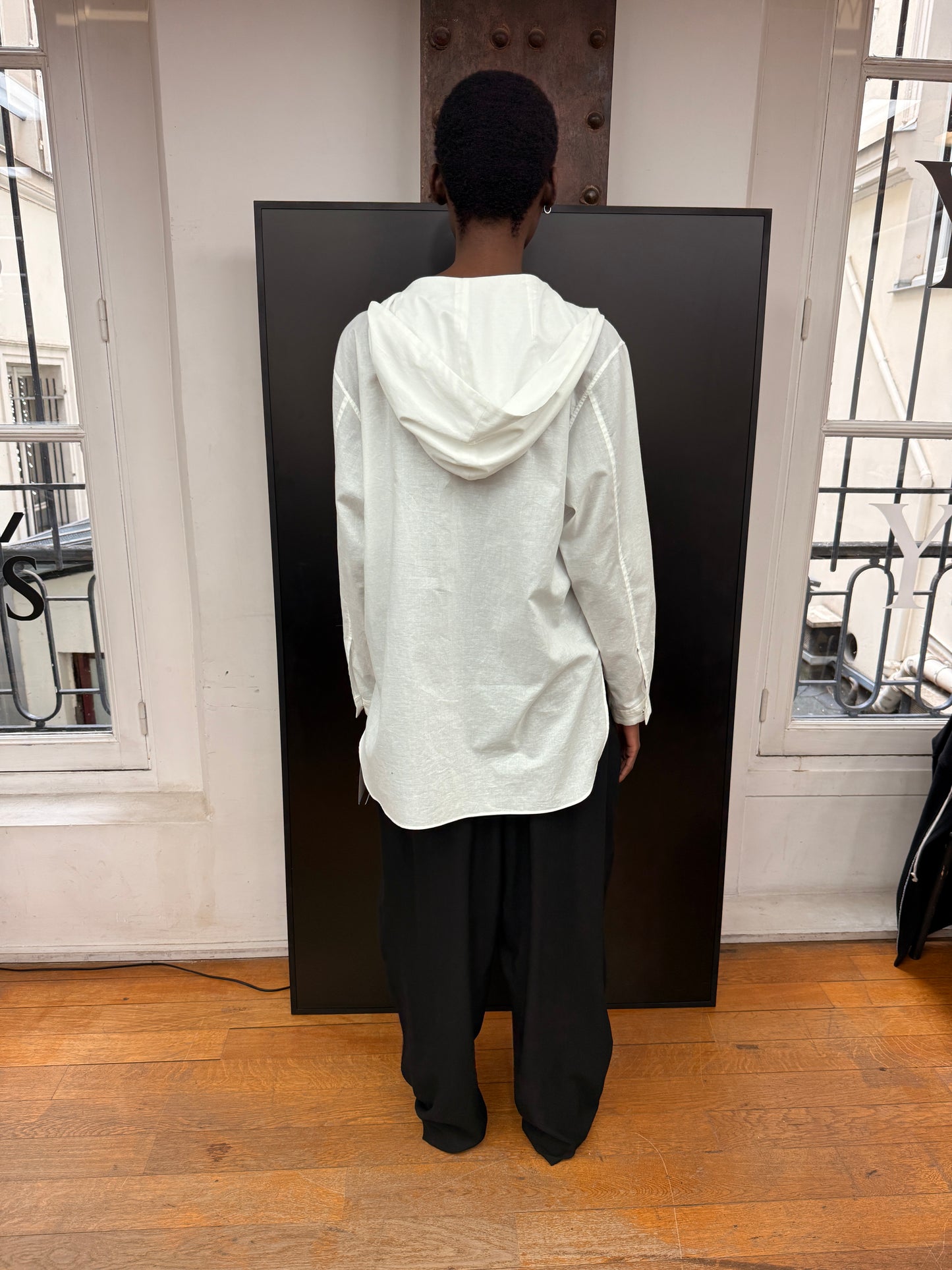 O-hooded blouse