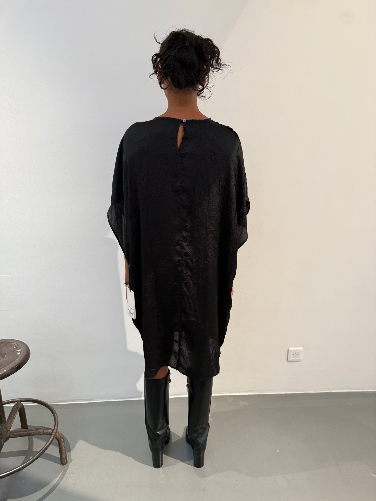 Satin crew-neck dress