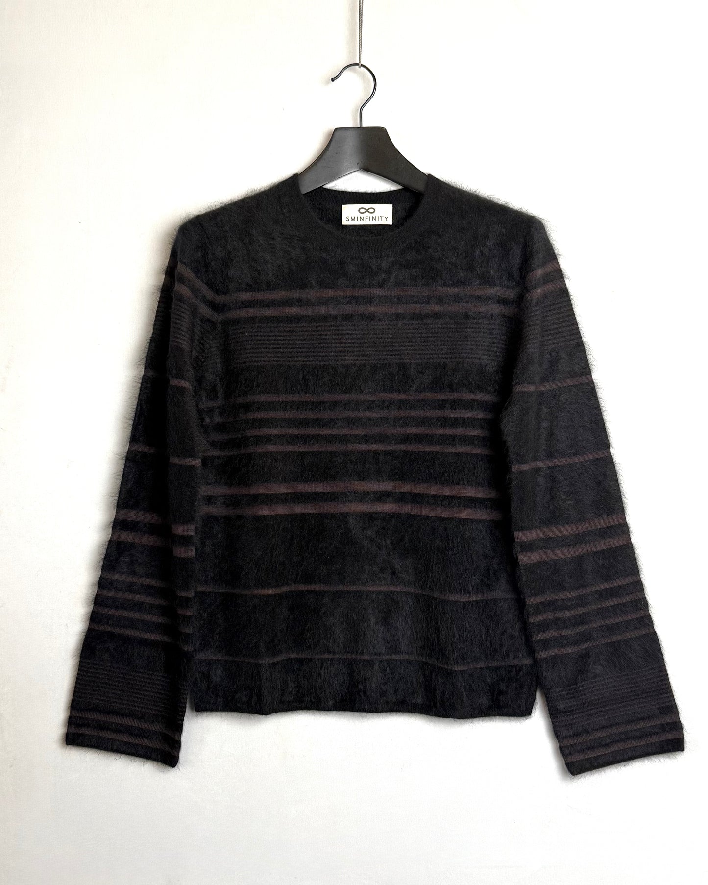 Furry striped crew jumper