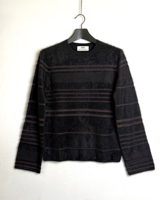 Furry striped crew jumper
