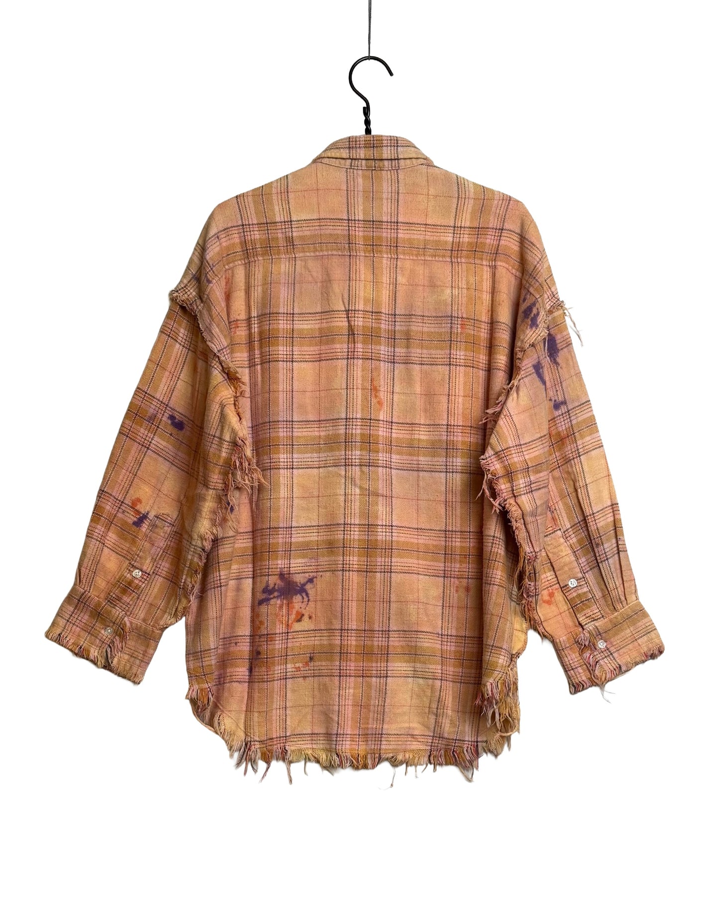 Shredded seam drop neck shirt