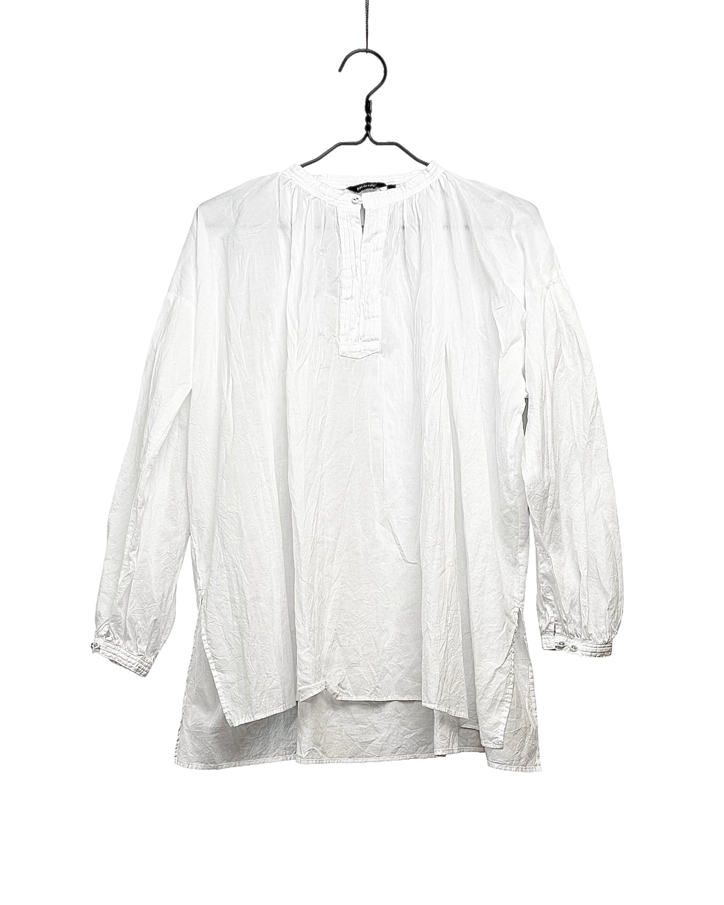 Soft voile crinkle gather blouse