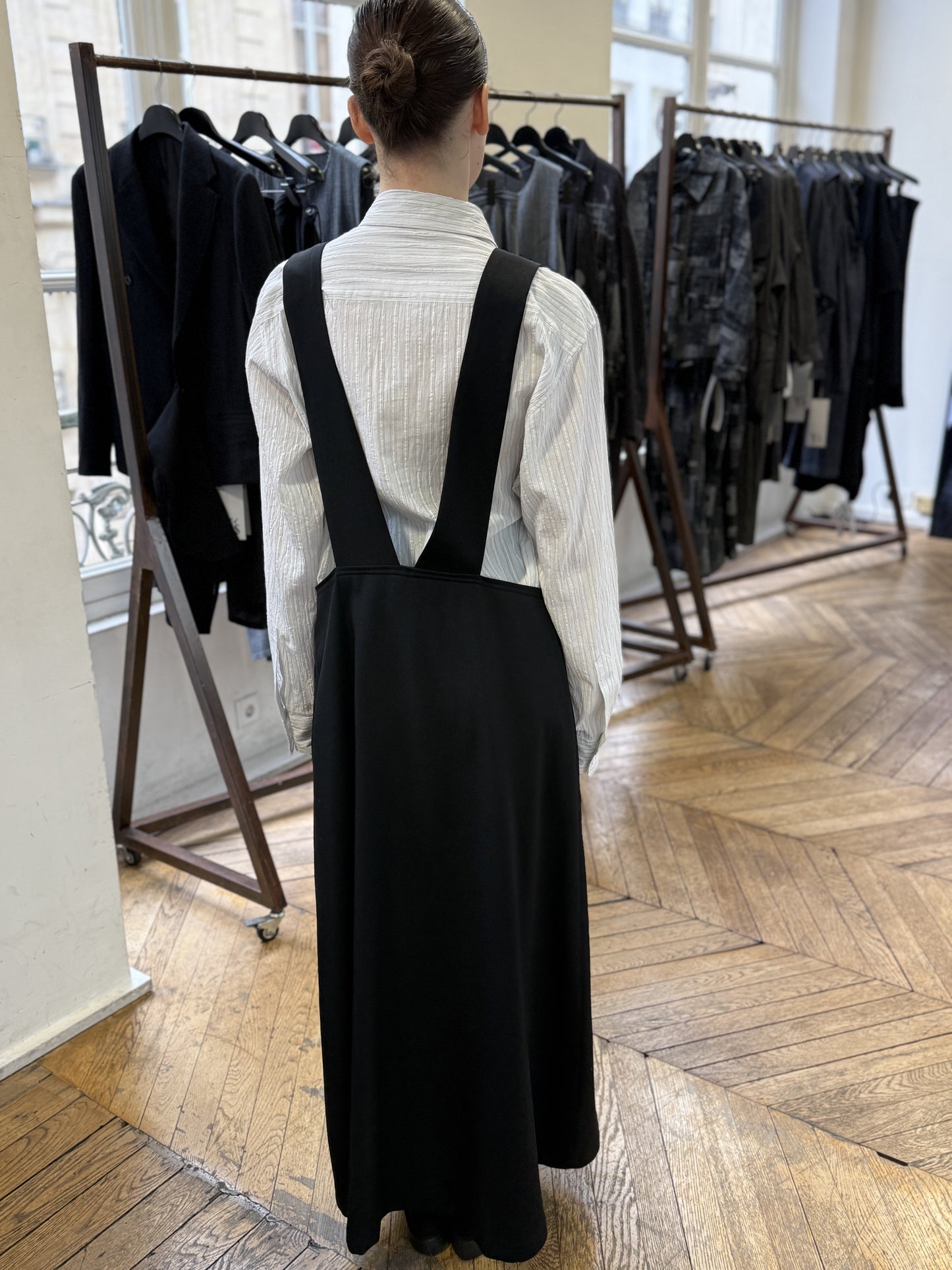 N-long-flare drape dress