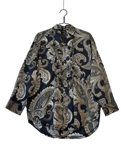 Shredded seam ruffle shirt