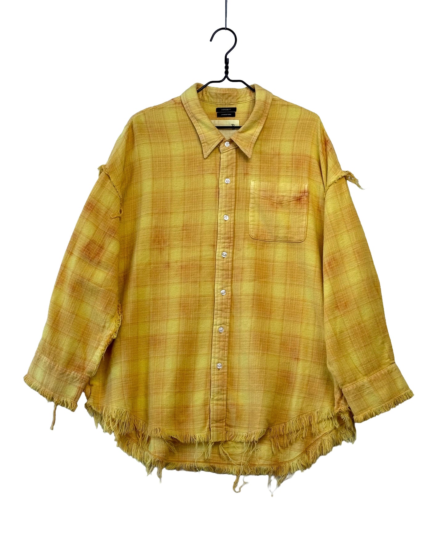 Shredded seam drop neck shirt