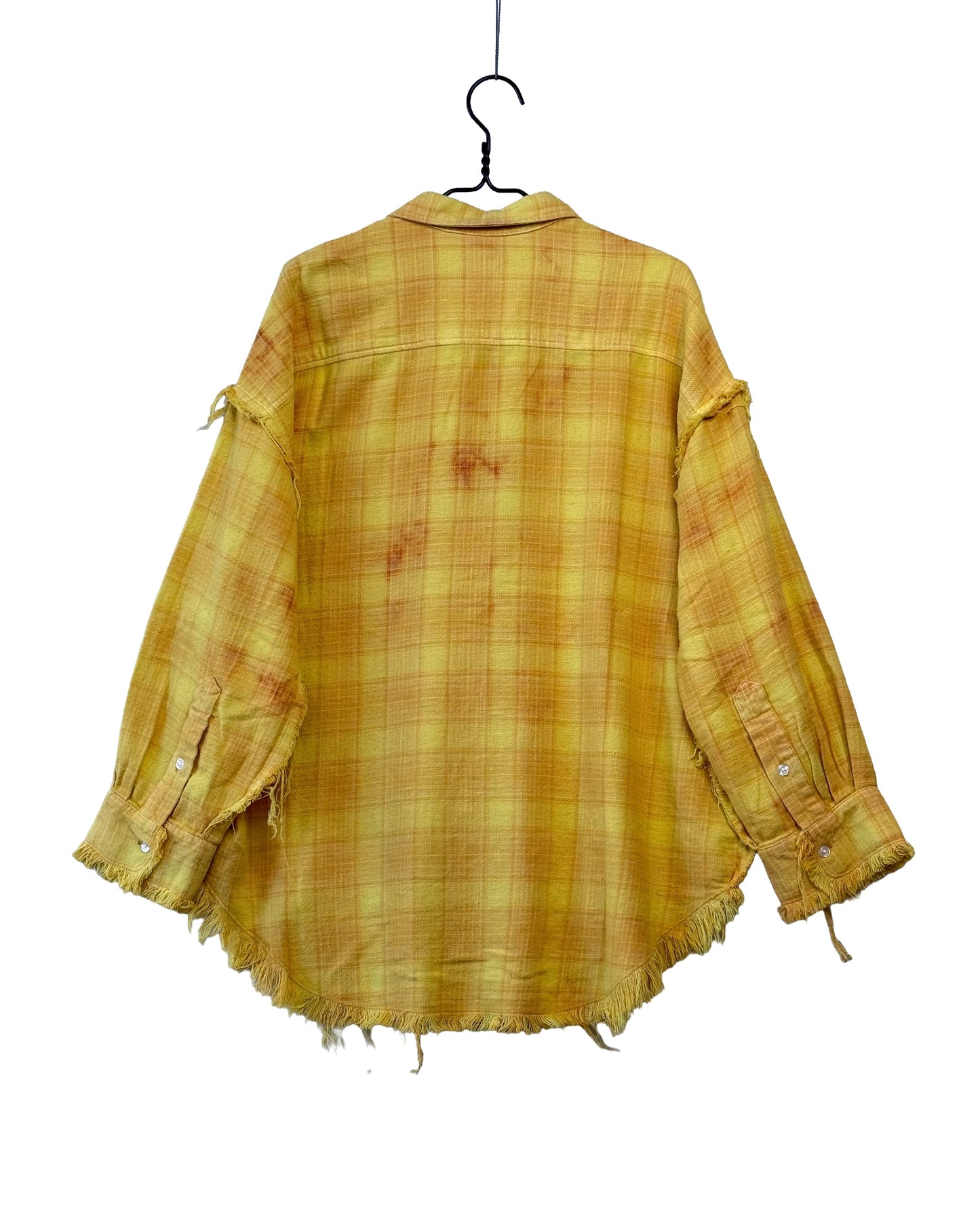 Shredded seam drop neck shirt