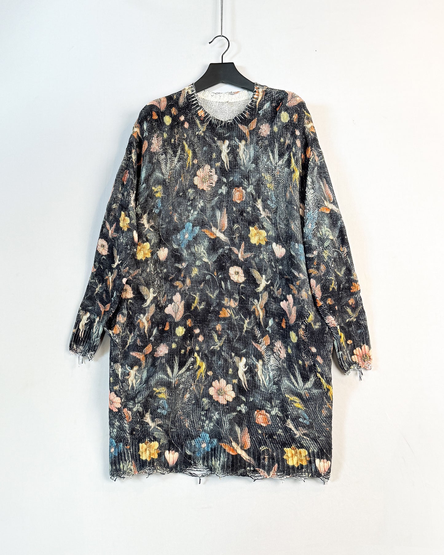 Printed grunge sweater dress