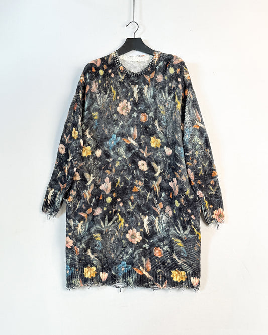 Printed grunge sweater dress