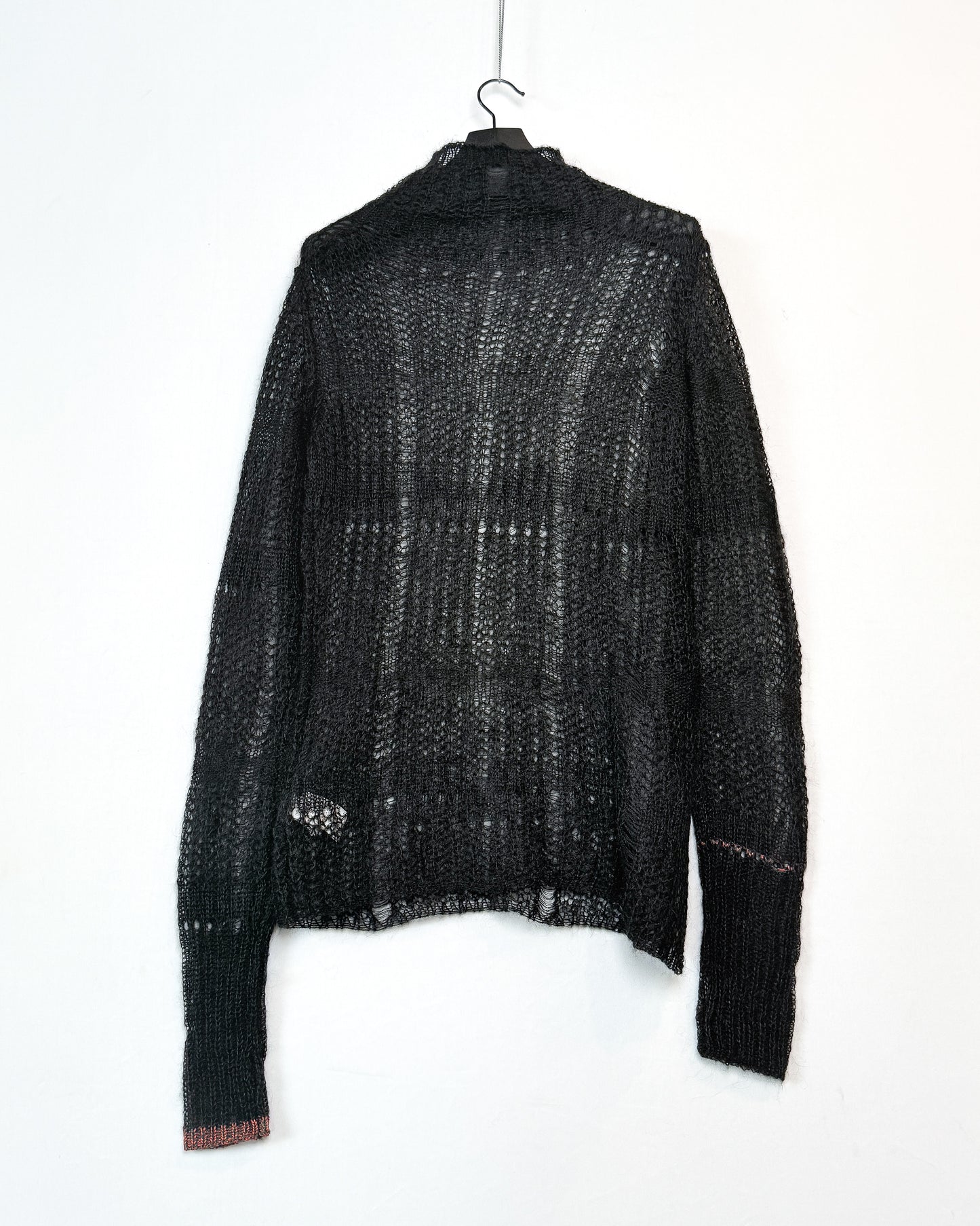 Sheer asymmetry long knit
