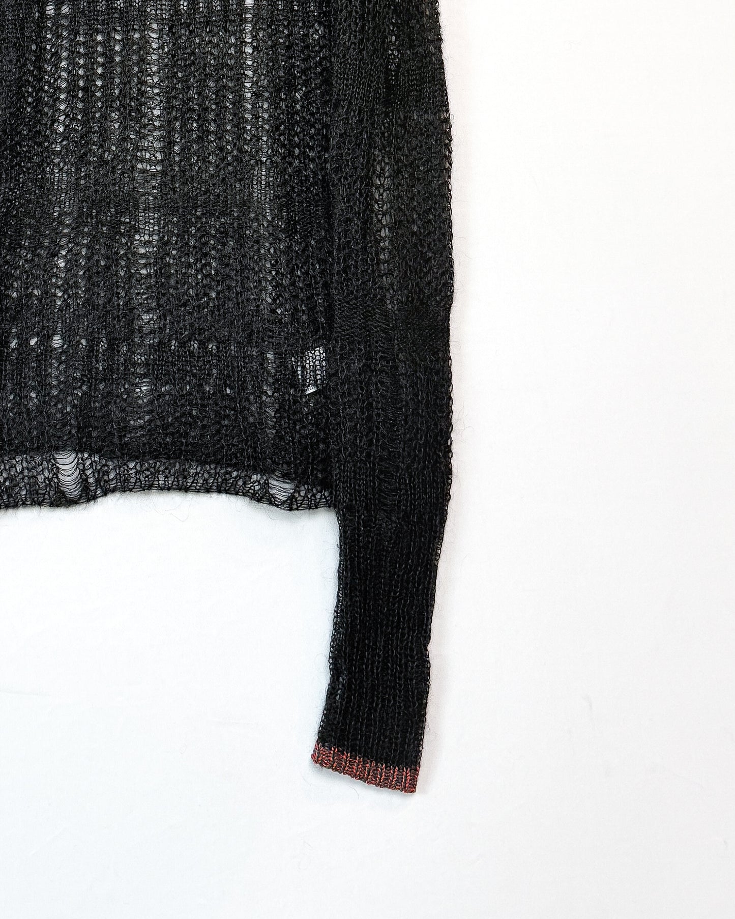 Sheer asymmetry long knit